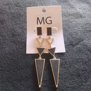 MG Gold Tone Triangle Dangle Earrings  Pierced NWT.  Bundle For Extra Discount.